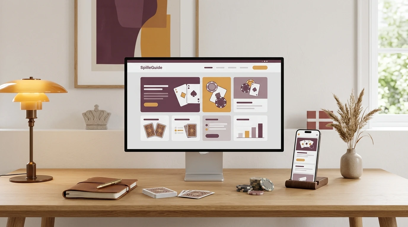 Illustration af online casino i dansk kontekst med mobil og computer